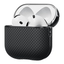 Apple Airpods Pro 2 Uyumlu Kılıf 1500D Aramid Fiber Pitaka Ultra-Slim Classic Serisi Black-Grey Twill Kapak - 1