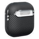 Apple Airpods Pro 2 Uyumlu Kılıf 1500D Aramid Fiber Pitaka Ultra-Slim Classic Serisi Black-Grey Twill Kapak - 3