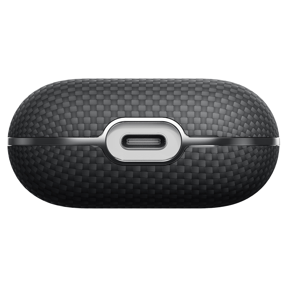 Apple Airpods Pro 2 Uyumlu Kılıf 1500D Aramid Fiber Pitaka Ultra-Slim Classic Serisi Black-Grey Twill Kapak - 7