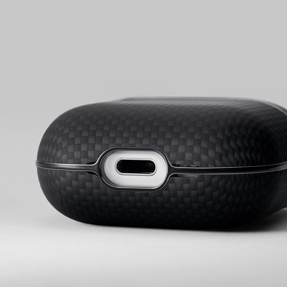 Apple Airpods Pro 2 Uyumlu Kılıf 1500D Aramid Fiber Pitaka Ultra-Slim Classic Serisi Black-Grey Twill Kapak - 9