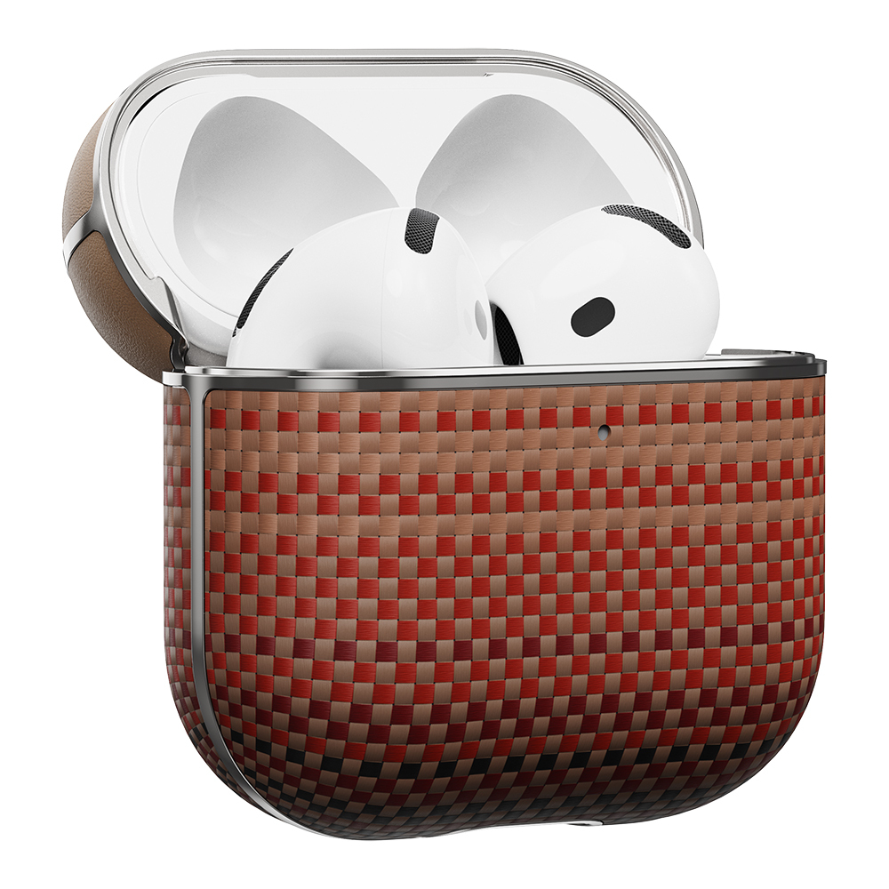 Apple Airpods Pro 2 Uyumlu Kılıf Aramid Fiber Pitaka Tactile Woven Sunset-Moonrise Serisi Sunset Kapak - 10