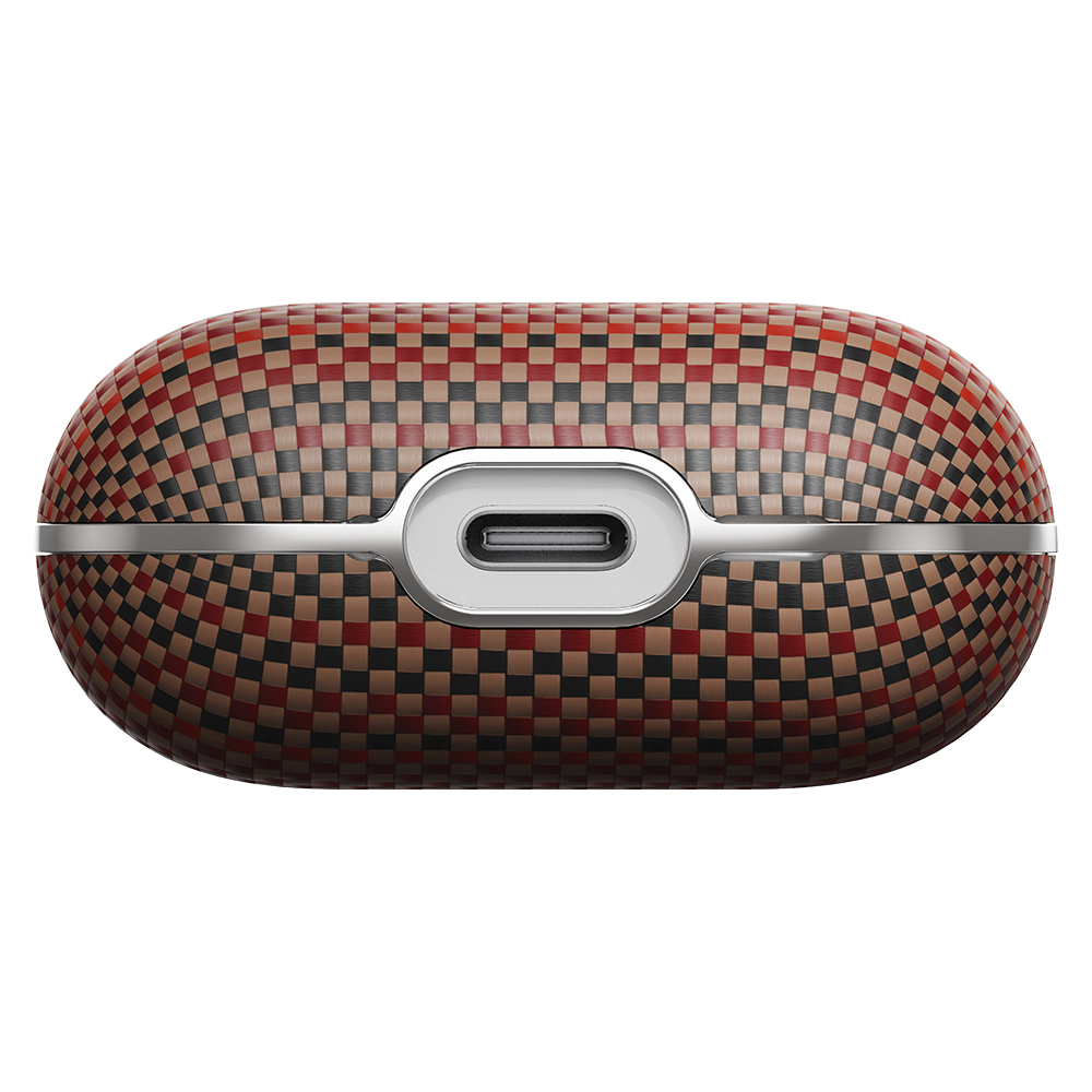 Apple Airpods Pro 2 Uyumlu Kılıf Aramid Fiber Pitaka Tactile Woven Sunset-Moonrise Serisi Sunset Kapak - 15