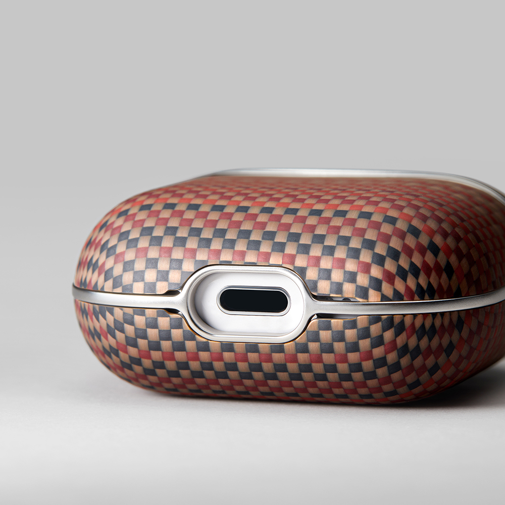 Apple Airpods Pro 2 Uyumlu Kılıf Aramid Fiber Pitaka Tactile Woven Sunset-Moonrise Serisi Sunset Kapak - 18