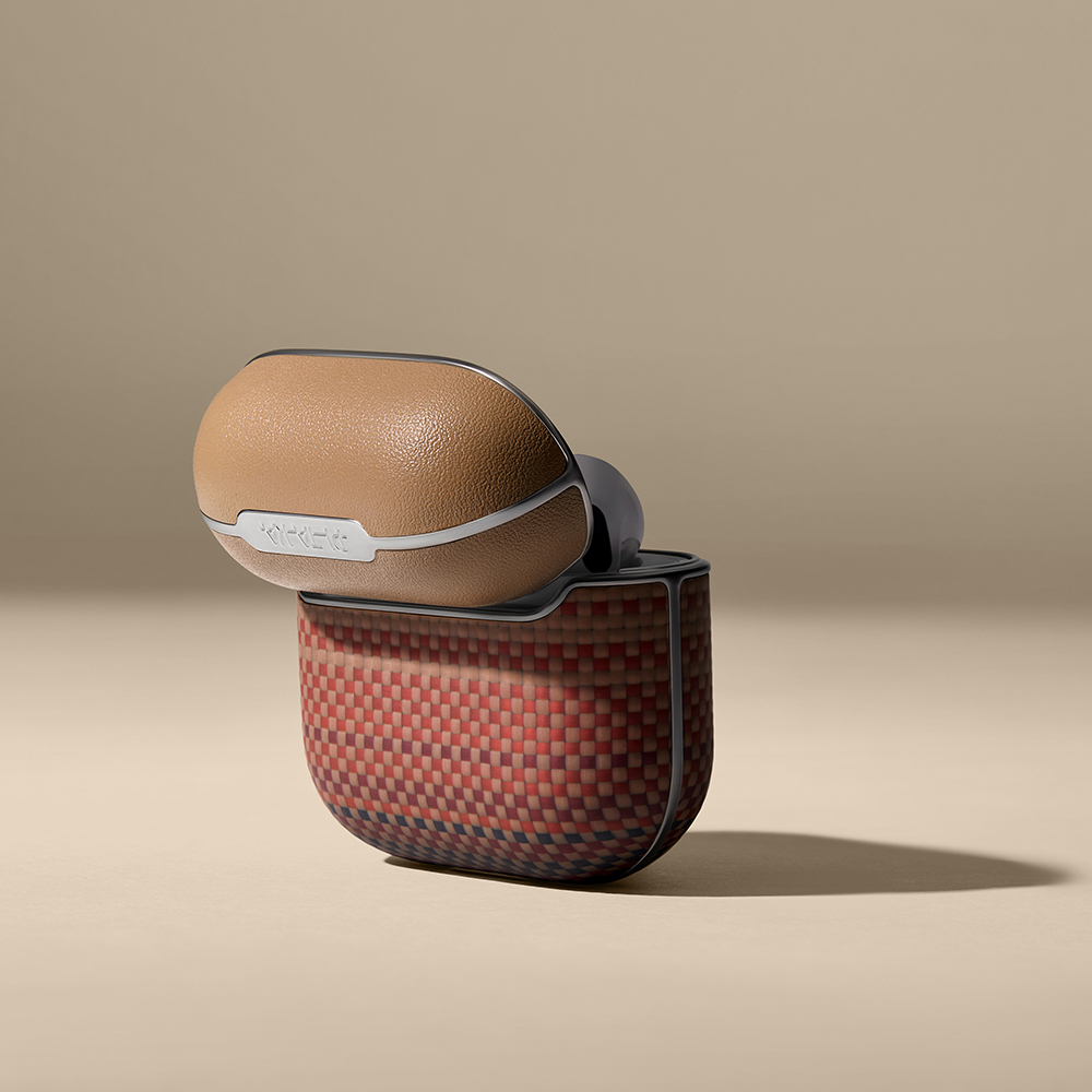 Apple Airpods Pro 2 Uyumlu Kılıf Aramid Fiber Pitaka Tactile Woven Sunset-Moonrise Serisi Sunset Kapak - 21