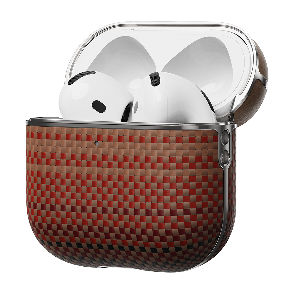 Apple Airpods 4 Uyumlu Kılıf Aramid Fiber Pitaka Tactile Woven Sunset-Moonrise Serisi Sunset Kapak - 1