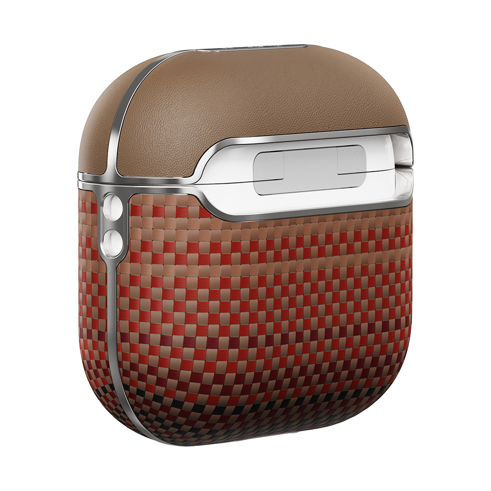 Apple Airpods 4 Uyumlu Kılıf Aramid Fiber Pitaka Tactile Woven Sunset-Moonrise Serisi Sunset Kapak - 3