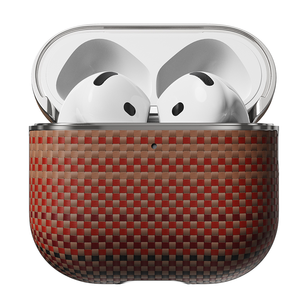 Apple Airpods 4 Uyumlu Kılıf Aramid Fiber Pitaka Tactile Woven Sunset-Moonrise Serisi Sunset Kapak - 6