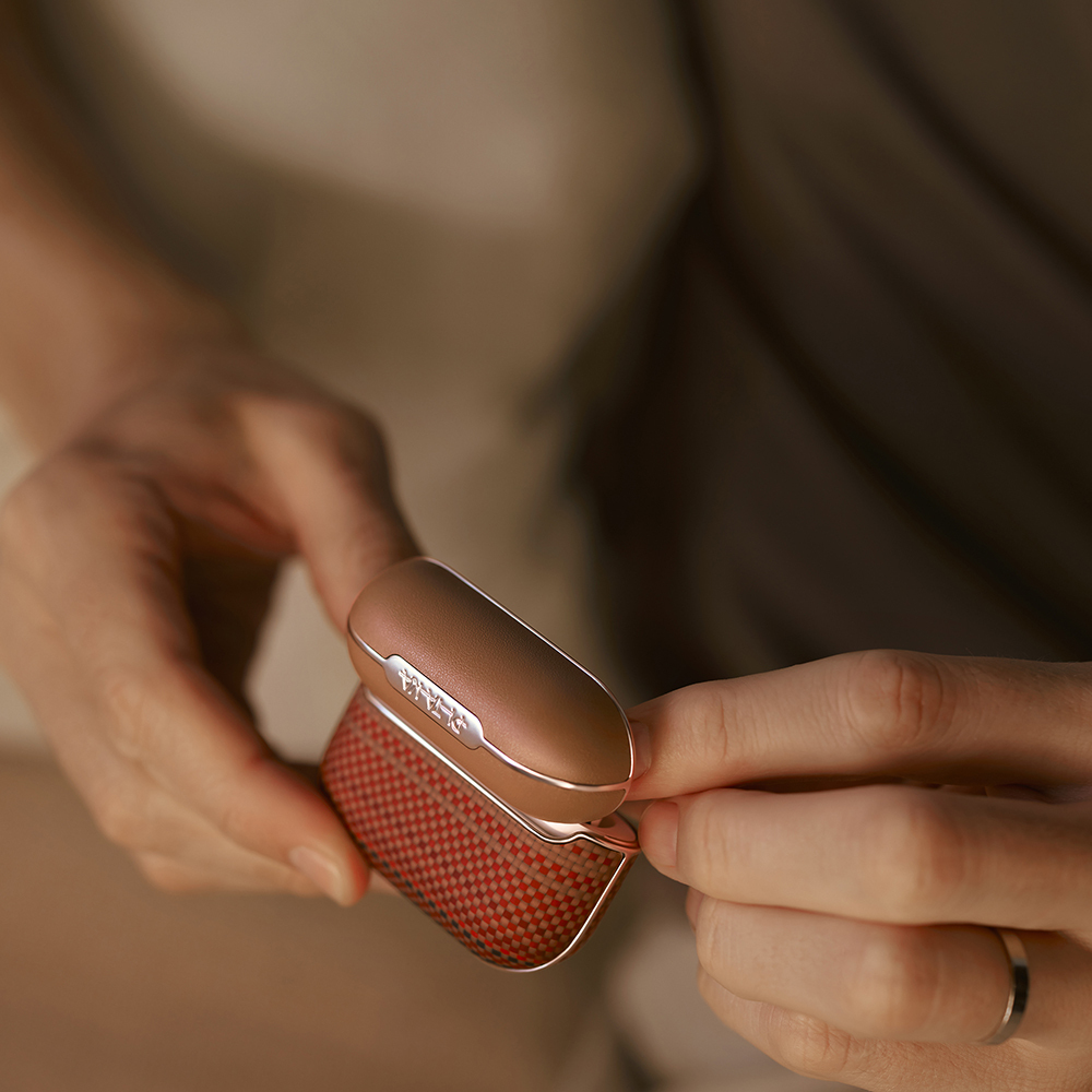 Apple Airpods 4 Uyumlu Kılıf Aramid Fiber Pitaka Tactile Woven Sunset-Moonrise Serisi Sunset Kapak - 22