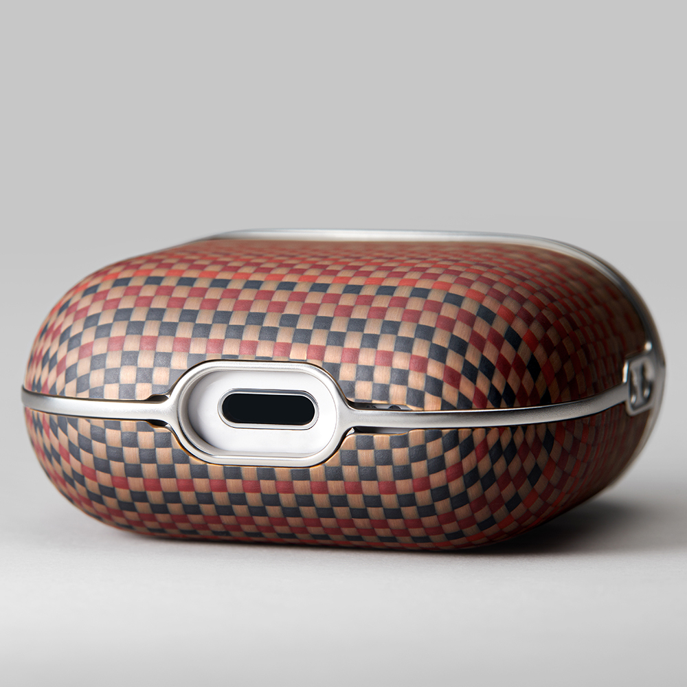 Apple Airpods 4 Uyumlu Kılıf Aramid Fiber Pitaka Tactile Woven Sunset-Moonrise Serisi Sunset Kapak - 29