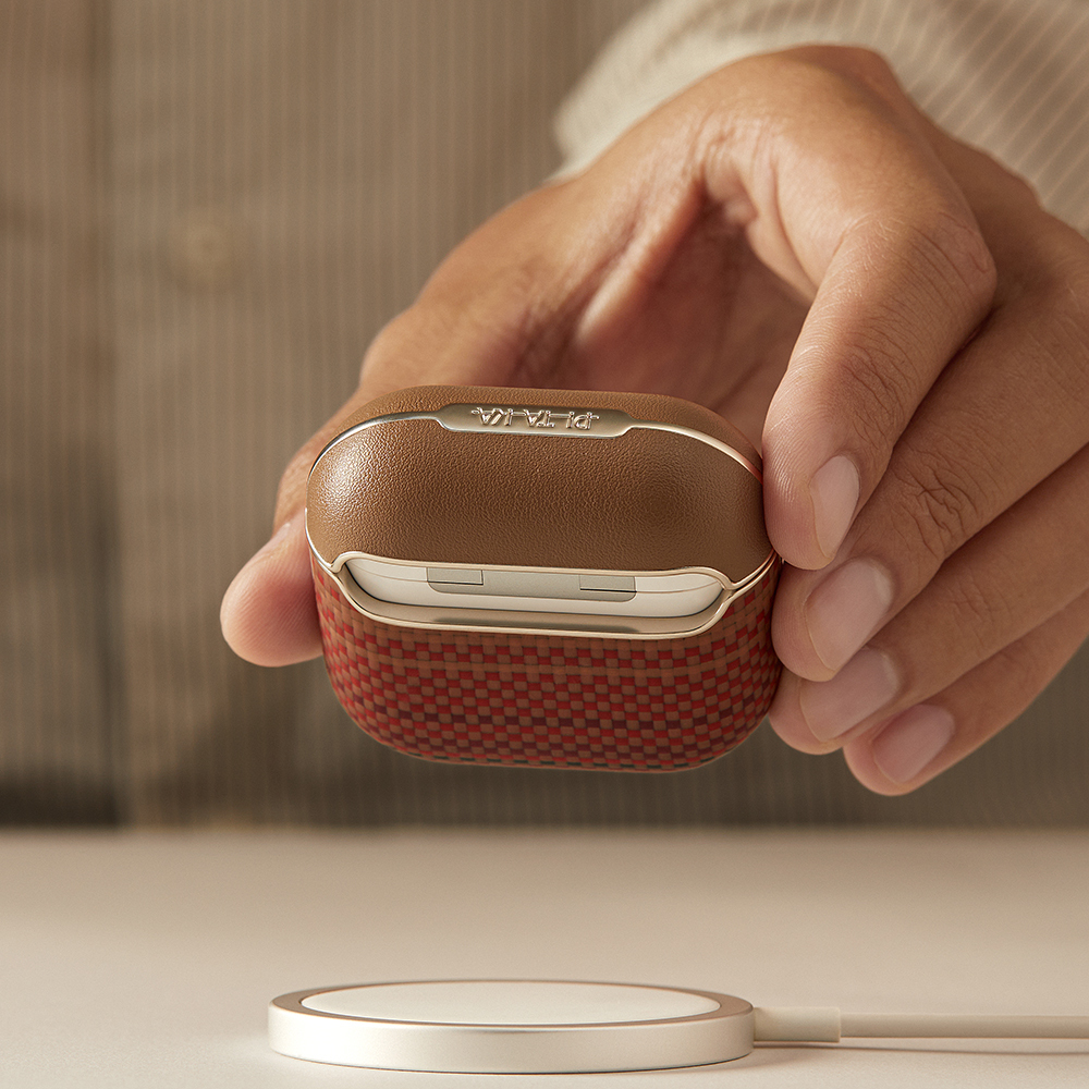 Apple Airpods 4 Uyumlu Kılıf Aramid Fiber Pitaka Tactile Woven Sunset-Moonrise Serisi Sunset Kapak - 30