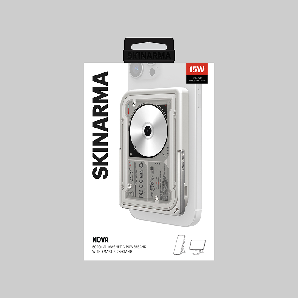 Skinarma Nexus Nova Kablosuz ve PD Hızlı Şarj Özellikli Standlı Taşınabilir Powerbank 20W 5000mAh - 9