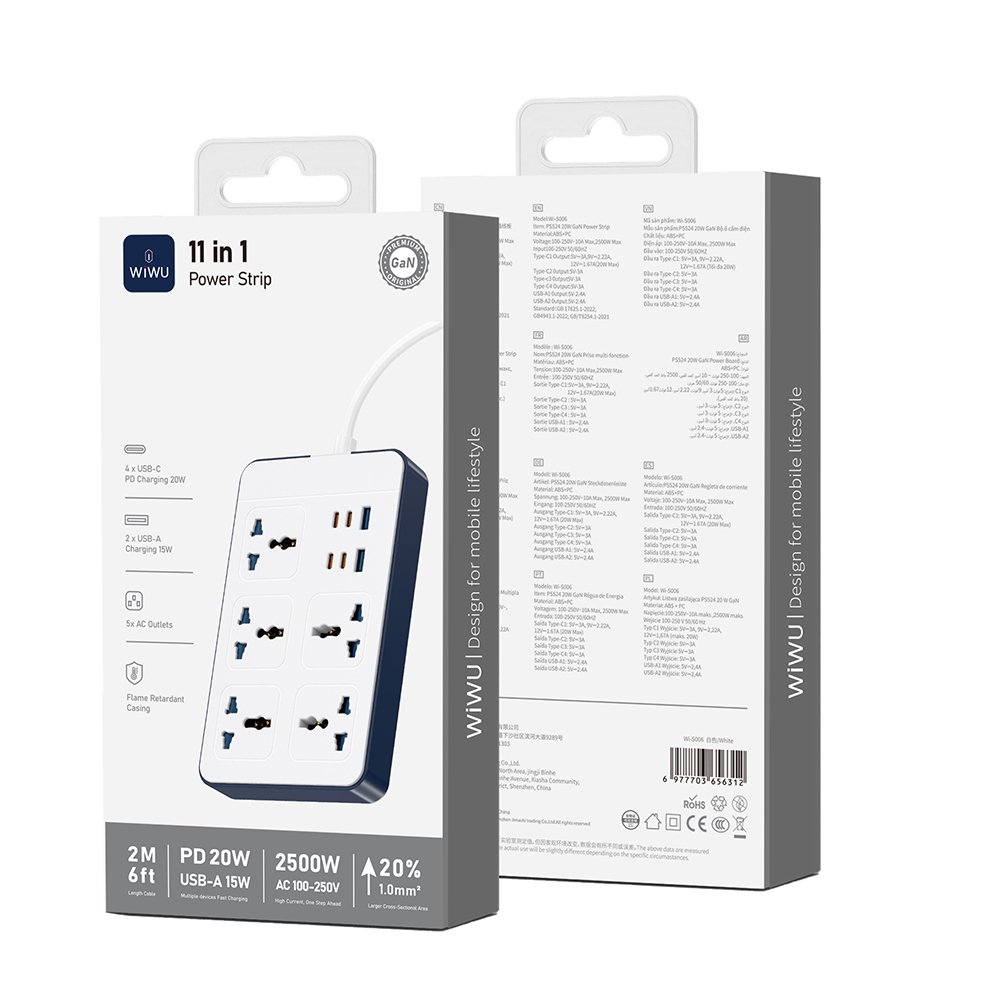 Wiwu Wi-S006 20W GaN Tech Power Strip 11 in 1 Çoklu Priz - 4