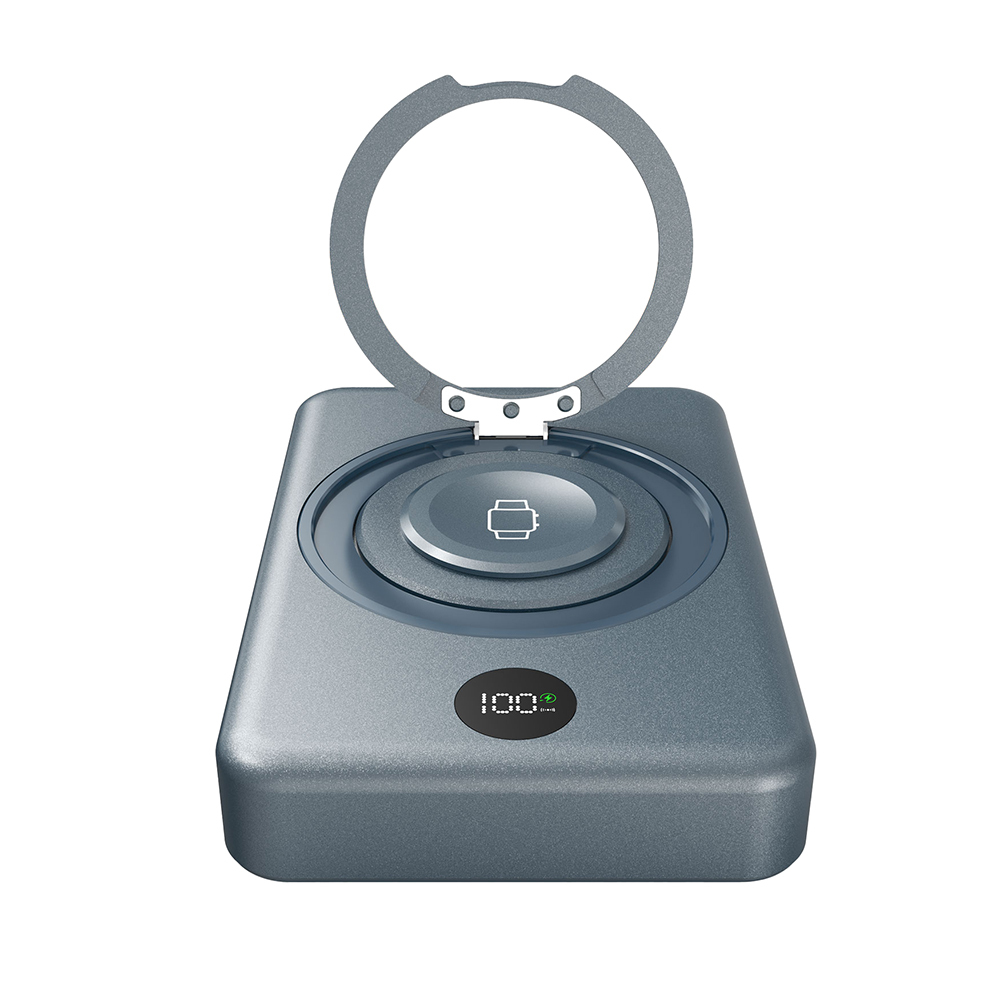 Lenyes PW1010D PD 20W Dijital LED Göstergeli Akıllı Saat Kablosuz Şarj Özellikli Standlı Wireless Powerbank 15W 10000mAh - 1