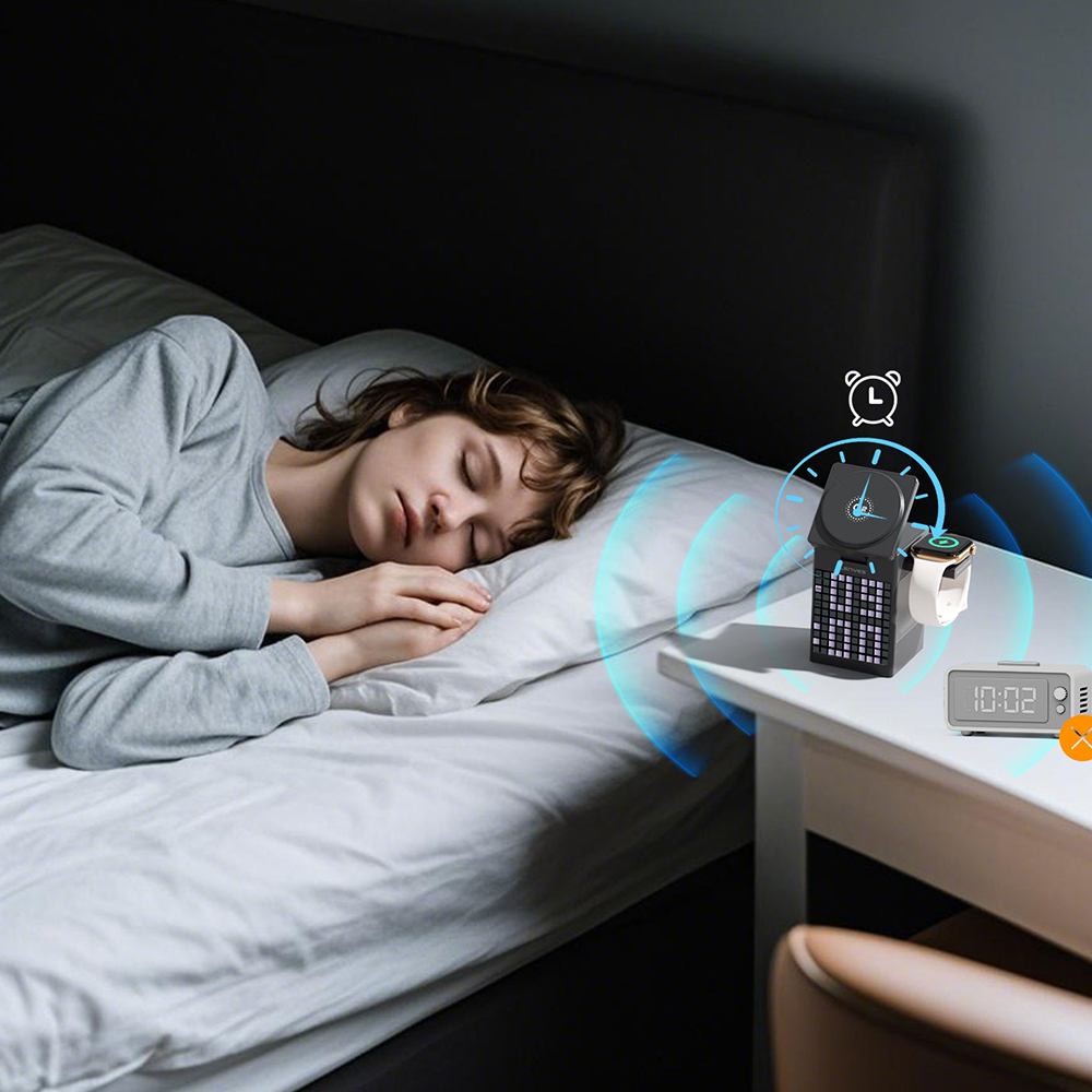 Lenyes PW320 Qi2 Şarj Teknolojili Alarmlı Bluuetooth Speaker Özellikli Telefon&Akıllı Saat&Kulaklık 15W 6in1 Kablosuz Şarj Standı - 4