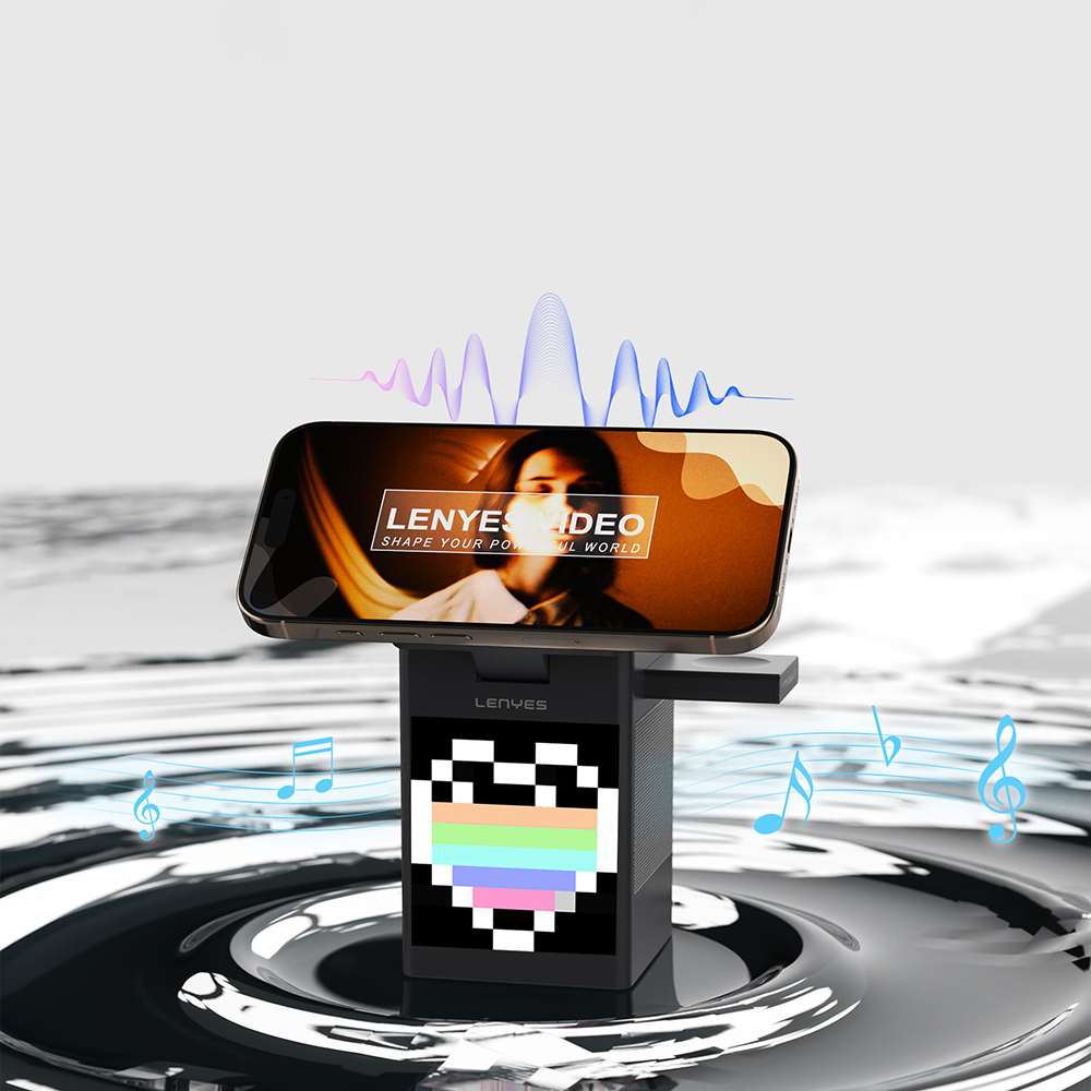 Lenyes PW320 Qi2 Şarj Teknolojili Alarmlı Bluuetooth Speaker Özellikli Telefon&Akıllı Saat&Kulaklık 15W 6in1 Kablosuz Şarj Standı - 5