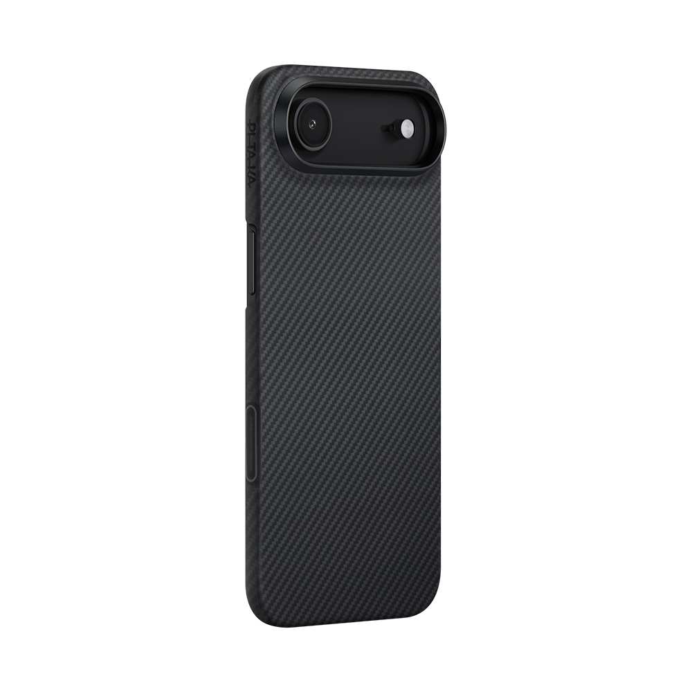 Apple iPhone 17 Air Kılıf M-safe Şarj Özellikli 1500D Aramid Fiber Pitaka Ultra-Slim Classic Serisi Black-Grey Twill Kapak - 1