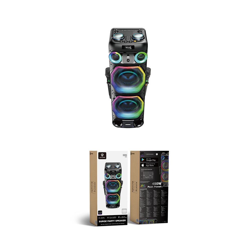 Lenyes S885 RGB Işıklı Çift Mikrofonlu Kablosuz TWS Bluetooth Speaker Hoparlör v5.3 - 2