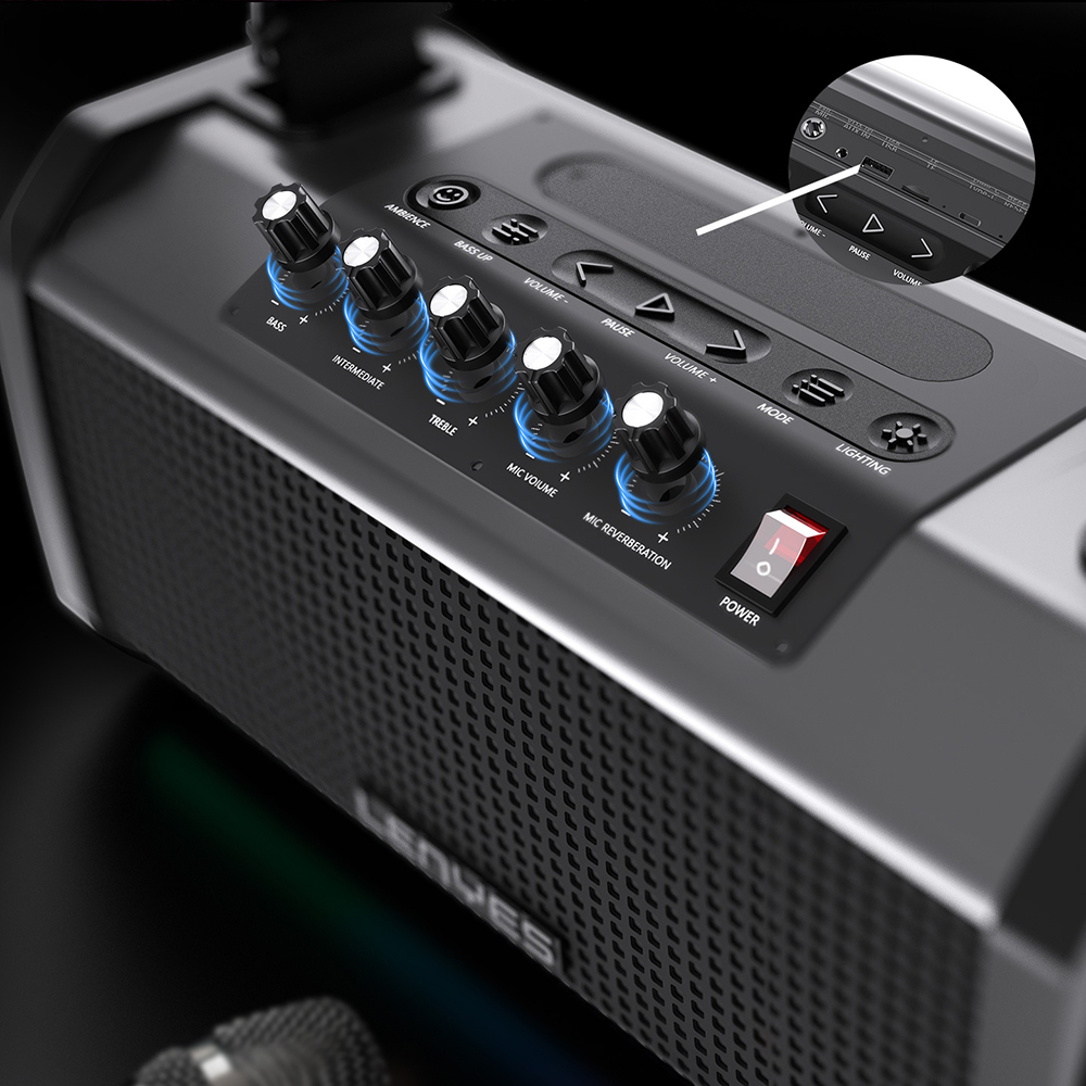 Lenyes S863 RGB Led Işıklı Mikrofonlu TWS Bluetooth Speaker Hoparlör v5.3 - 7