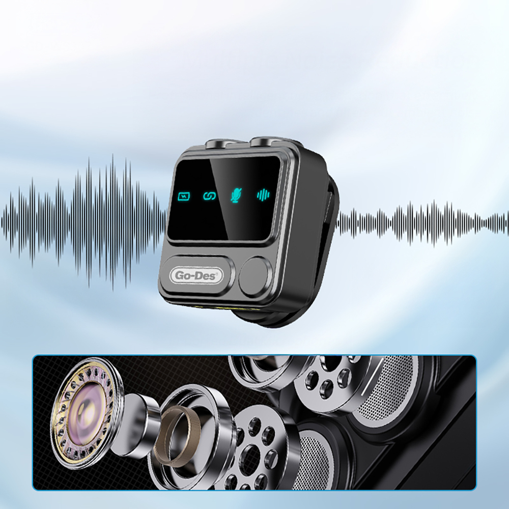 Go Des GD-WS307 2in1 Gürültü Engelleyici Özellikli Type-C ve Lightning Şarj Portlu Kablosuz Yaka Mikrofonu - 3