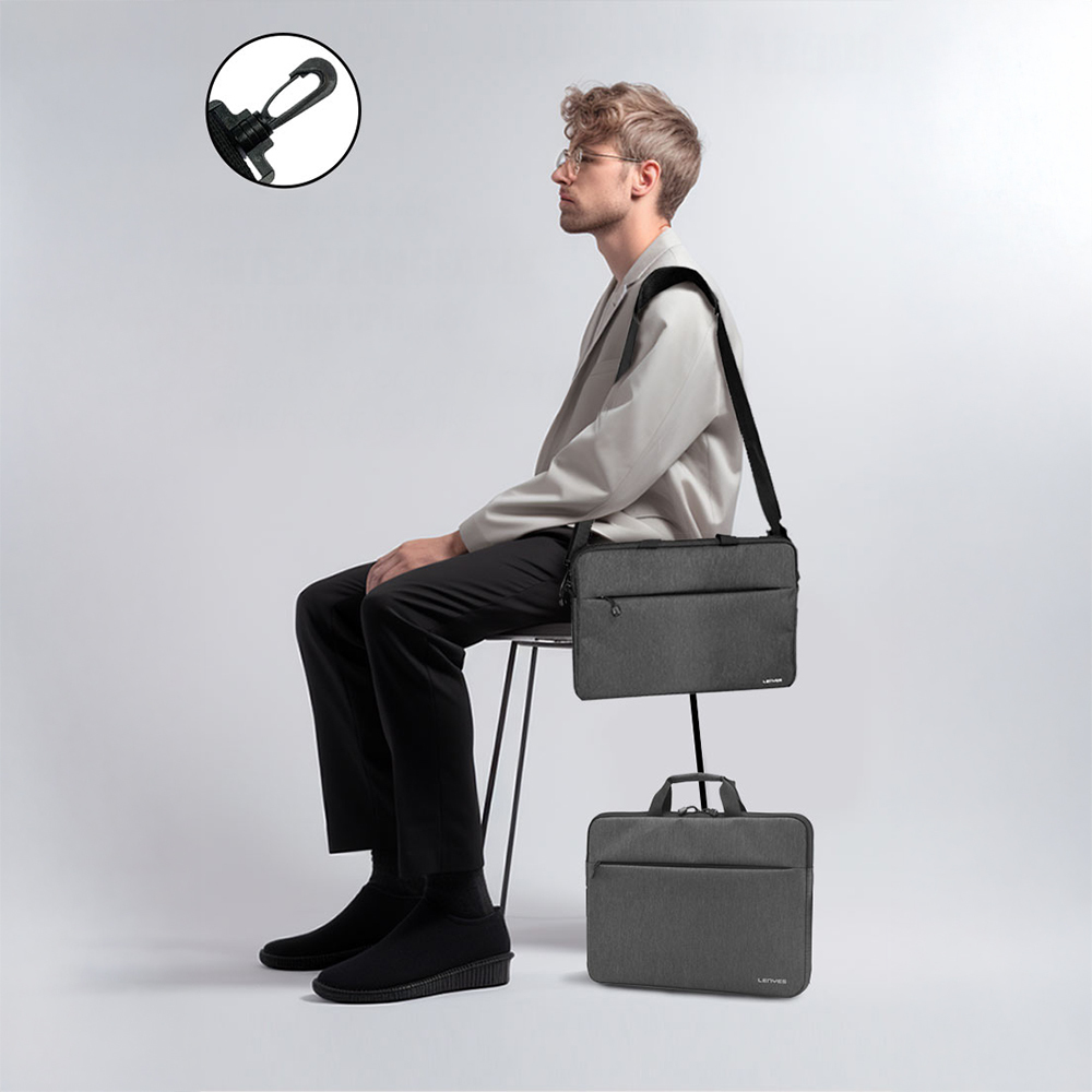 Lenyes LB509 Cleo Protect Pro Serisi Darbe Emici Su Geçirmez Polyester Kumaş 15.6 inç Laptop Çantası - 4