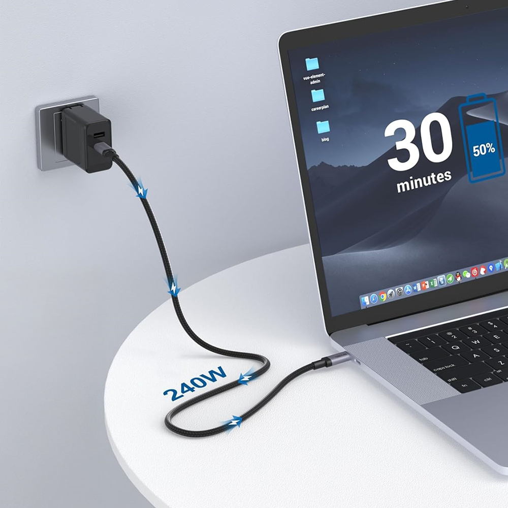 Qgeem QG03 Type-C to Type-C PD 40G 8K@60Hz Data Kablosu 240W 1.5M - 1