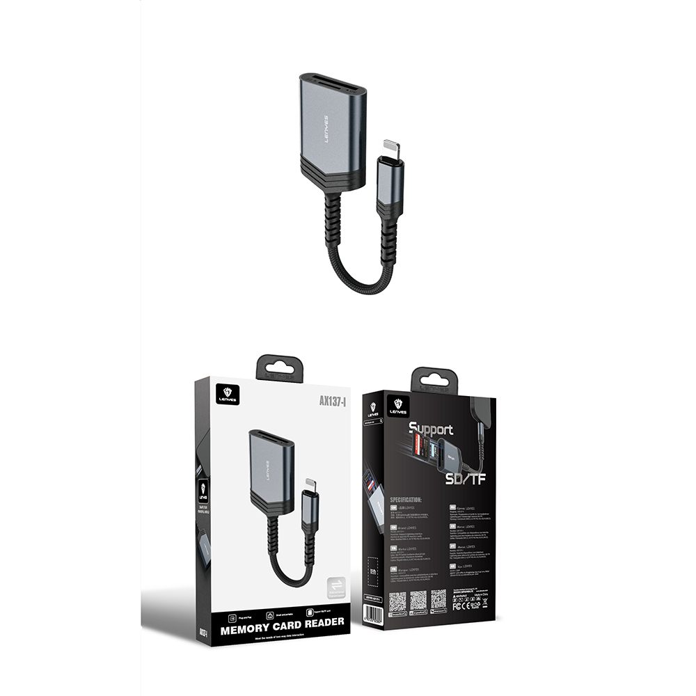 Lenyes AX137 2in1 Lightning to TF/SD Kart Çevirici Dönüştürücü - 2