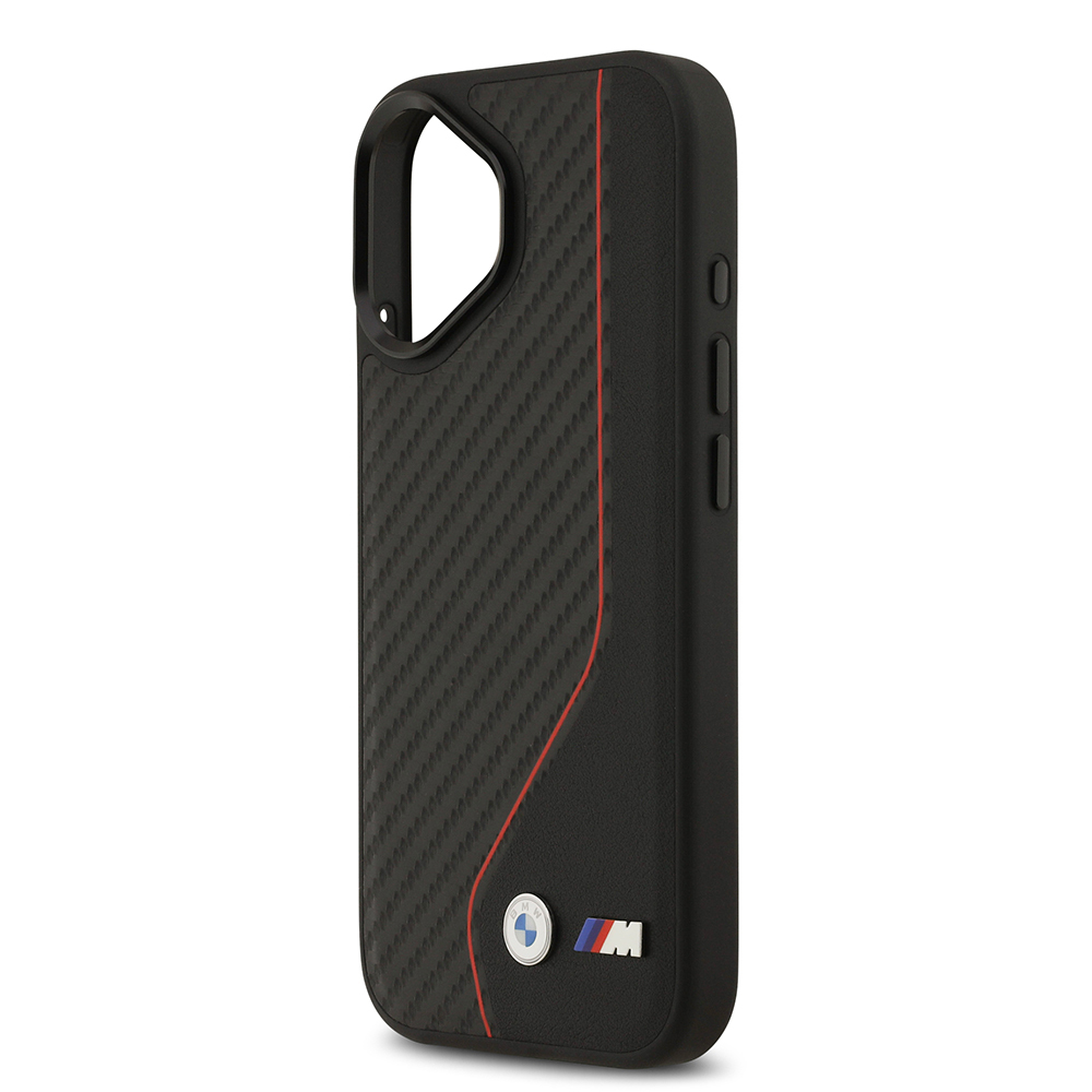 Apple iPhone 17 Kılıf BMW Orjinal Lisanslı M-safe Şarj Özellikli Metal BMW ve M Logolu PU Karbon Tasarımlı Kapak - 2