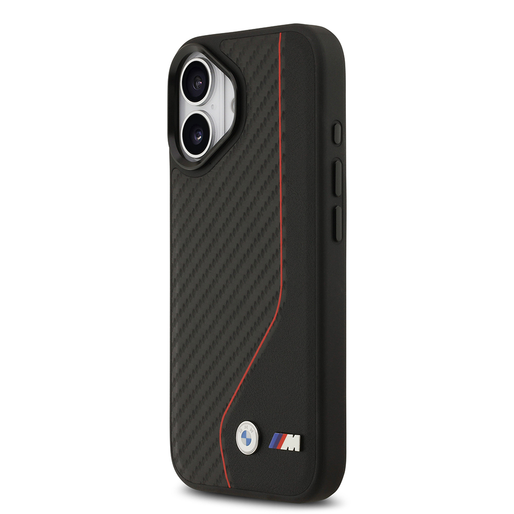 Apple iPhone 17 Kılıf BMW Orjinal Lisanslı M-safe Şarj Özellikli Metal BMW ve M Logolu PU Karbon Tasarımlı Kapak - 4