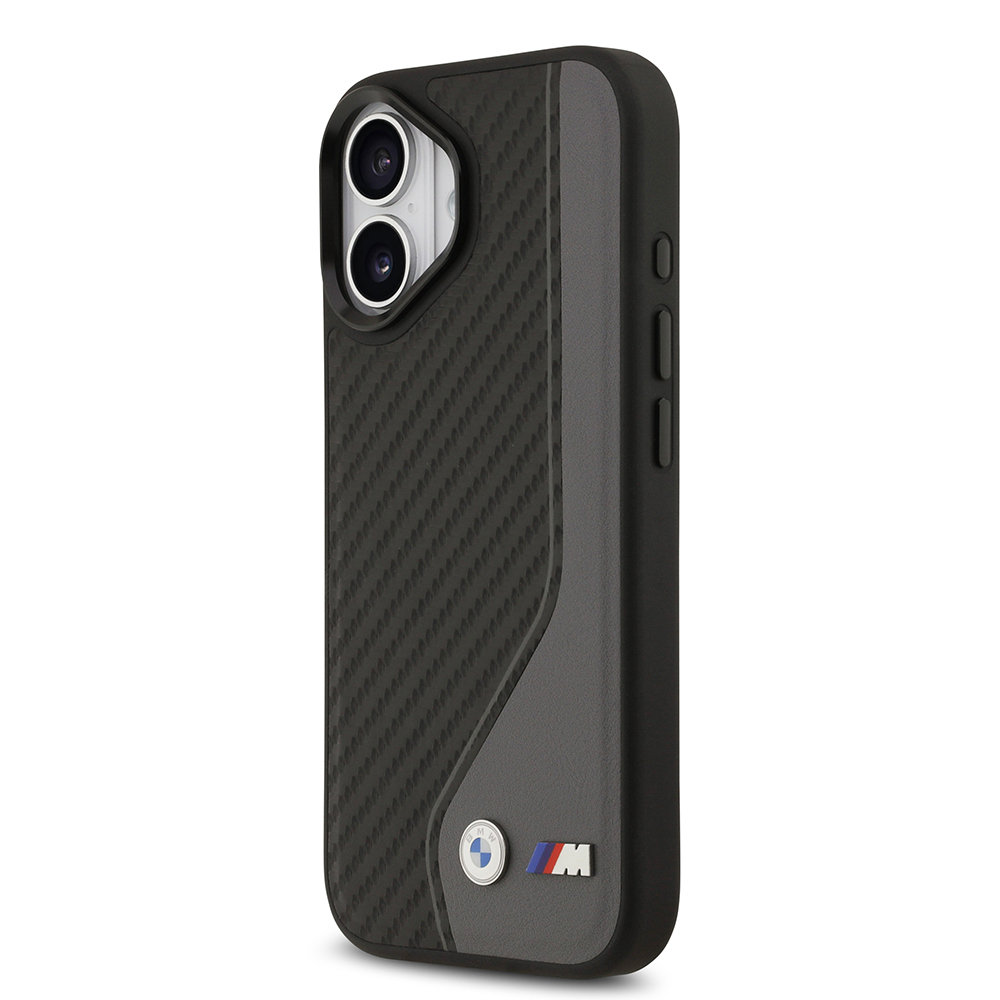Apple iPhone 17 Uyumlu Kılıf BMW Orjinal Lisanslı M-safe Şarj Özellikli Metal BMW ve M Logolu PU Karbon Tasarımlı Kapak - 8