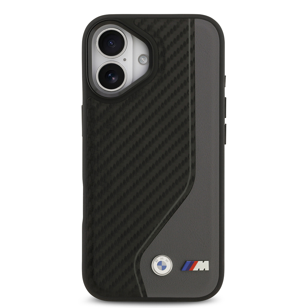 Apple iPhone 17 Uyumlu Kılıf BMW Orjinal Lisanslı M-safe Şarj Özellikli Metal BMW ve M Logolu PU Karbon Tasarımlı Kapak - 9