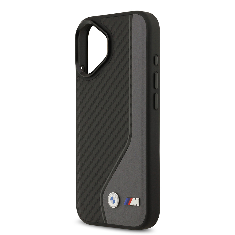 Apple iPhone 17 Uyumlu Kılıf BMW Orjinal Lisanslı M-safe Şarj Özellikli Metal BMW ve M Logolu PU Karbon Tasarımlı Kapak - 12