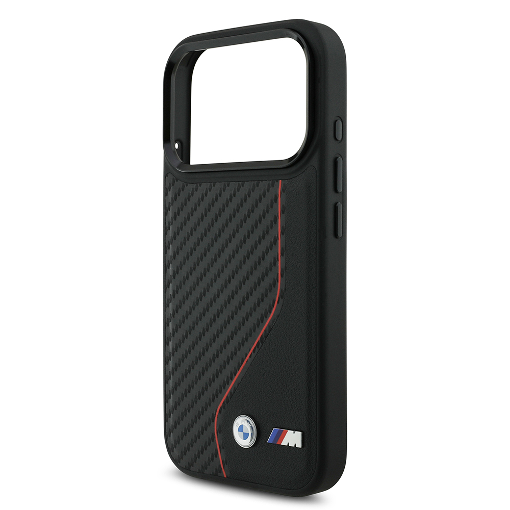 Apple iPhone 17 Pro Uyumlu Kılıf BMW Orjinal Lisanslı M-safe Şarj Özellikli Metal BMW ve M Logolu PU Karbon Tasarımlı Kapak - 4