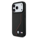 Apple iPhone 17 Pro Uyumlu Kılıf BMW Orjinal Lisanslı M-safe Şarj Özellikli Metal BMW ve M Logolu PU Karbon Tasarımlı Kapak - 6