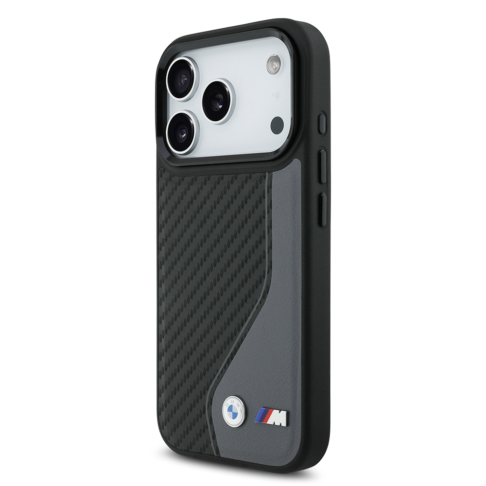 Apple iPhone 17 Pro Uyumlu Kılıf BMW Orjinal Lisanslı M-safe Şarj Özellikli Metal BMW ve M Logolu PU Karbon Tasarımlı Kapak - 8
