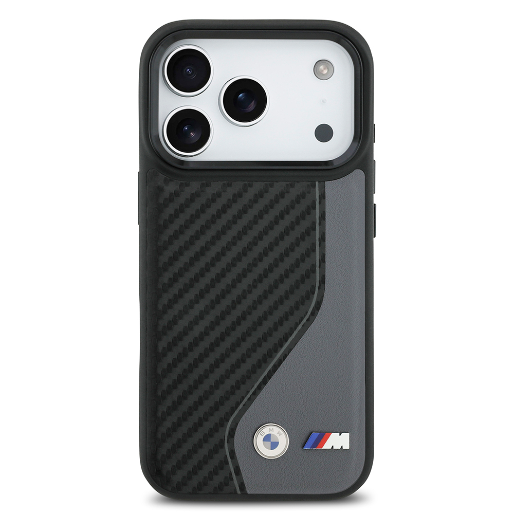 Apple iPhone 17 Pro Uyumlu Kılıf BMW Orjinal Lisanslı M-safe Şarj Özellikli Metal BMW ve M Logolu PU Karbon Tasarımlı Kapak - 9