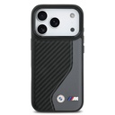 Apple iPhone 17 Pro Uyumlu Kılıf BMW Orjinal Lisanslı M-safe Şarj Özellikli Metal BMW ve M Logolu PU Karbon Tasarımlı Kapak - 9