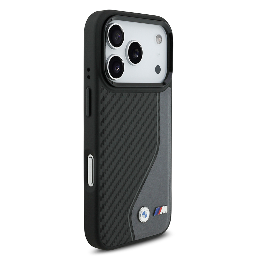 Apple iPhone 17 Pro Uyumlu Kılıf BMW Orjinal Lisanslı M-safe Şarj Özellikli Metal BMW ve M Logolu PU Karbon Tasarımlı Kapak - 10