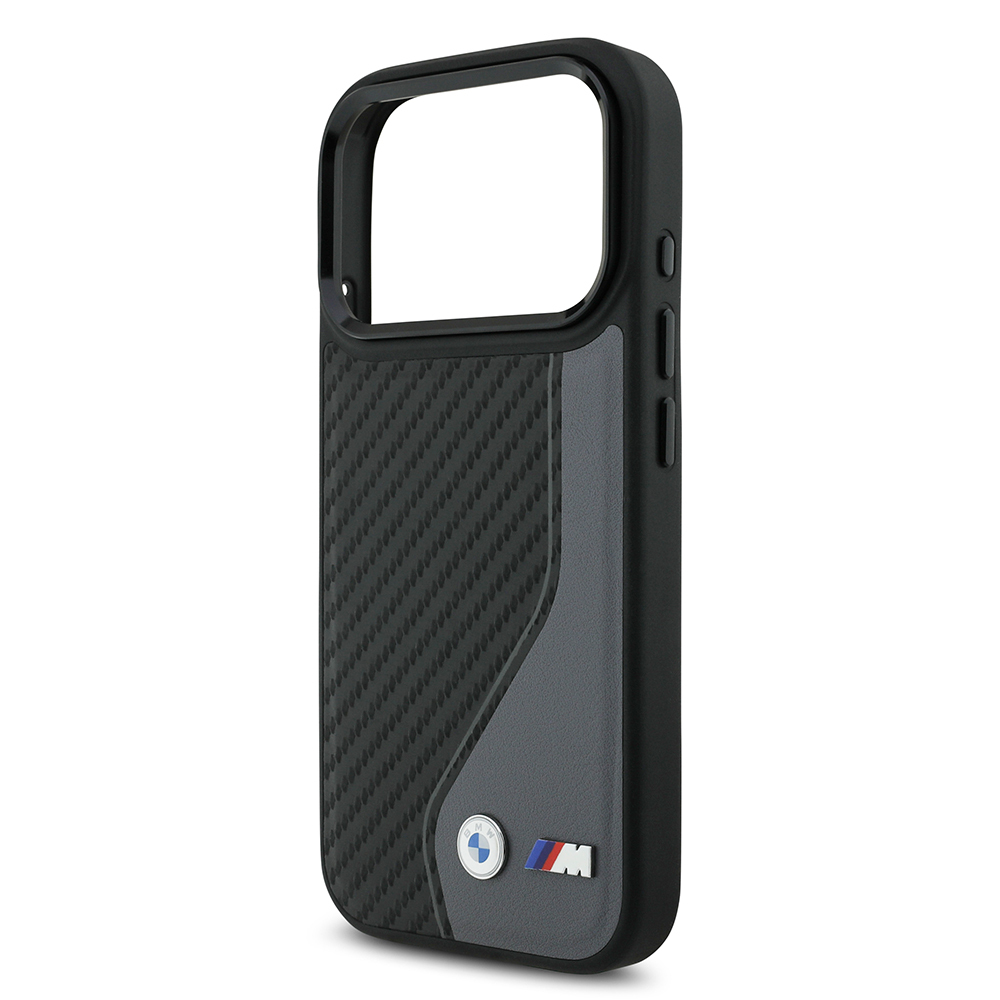 Apple iPhone 17 Pro Uyumlu Kılıf BMW Orjinal Lisanslı M-safe Şarj Özellikli Metal BMW ve M Logolu PU Karbon Tasarımlı Kapak - 12
