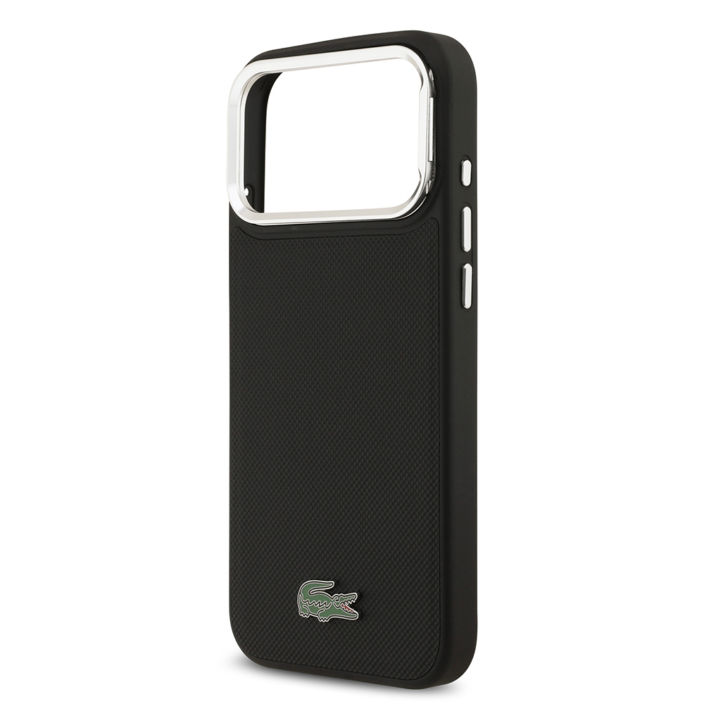 Apple iPhone 17 Pro Max Uyumlu Kılıf Lacoste Orjinal Lisanslı M-safe Şarj Özellikli PU Pike Desenli Standlı Metal Logolu Kapak - 5