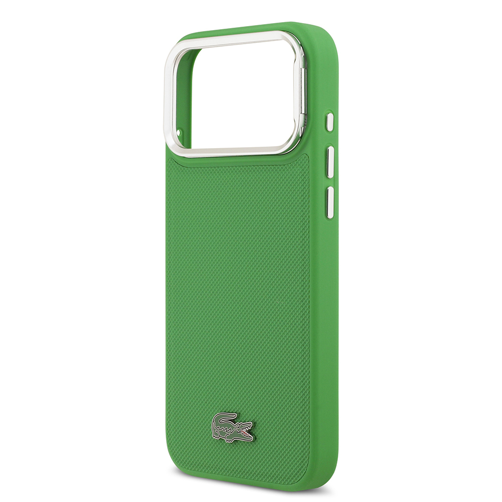 Apple iPhone 17 Pro Max Uyumlu Kılıf Lacoste Orjinal Lisanslı M-safe Şarj Özellikli PU Pike Desenli Standlı Metal Logolu Kapak - 12