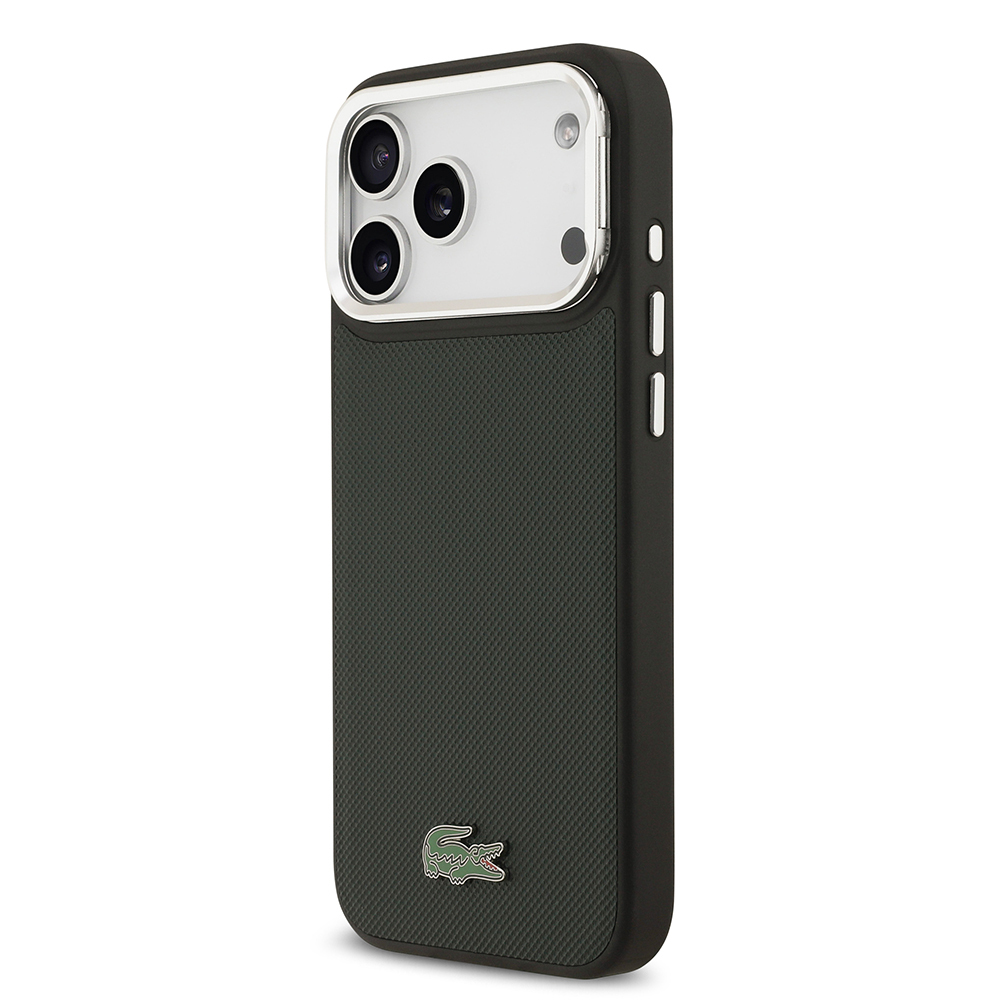 Apple iPhone 17 Pro Max Uyumlu Kılıf Lacoste Orjinal Lisanslı M-safe Şarj Özellikli PU Pike Desenli Standlı Metal Logolu Kapak - 15