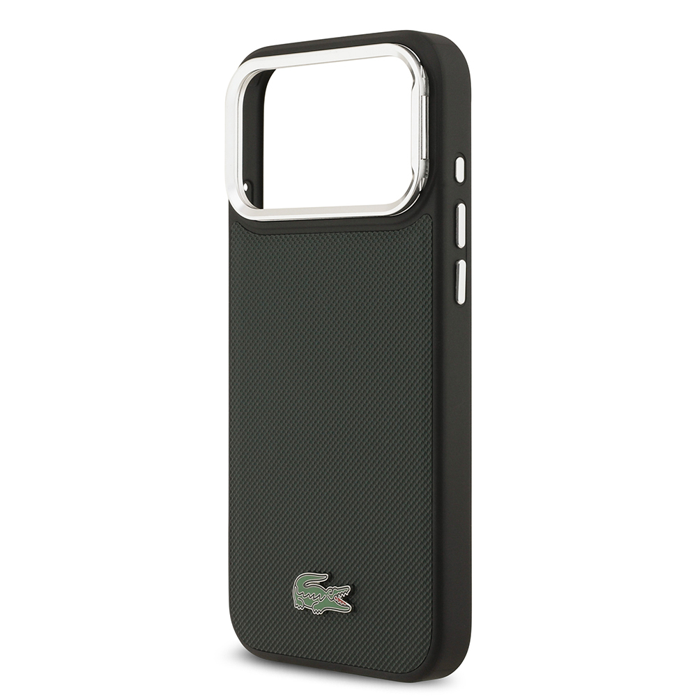 Apple iPhone 17 Pro Max Uyumlu Kılıf Lacoste Orjinal Lisanslı M-safe Şarj Özellikli PU Pike Desenli Standlı Metal Logolu Kapak - 19