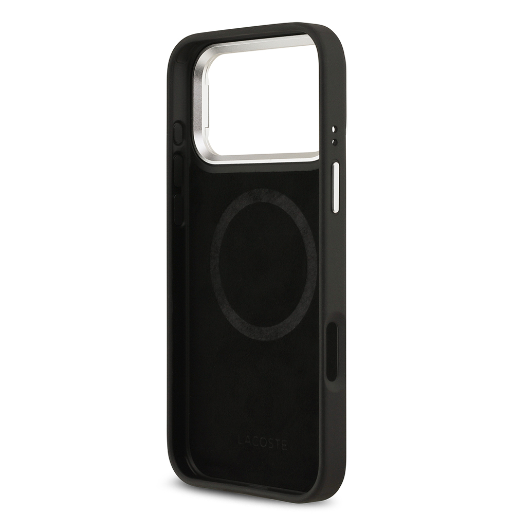 Apple iPhone 17 Pro Max Uyumlu Kılıf Lacoste Orjinal Lisanslı M-safe Şarj Özellikli PU Pike Desenli Standlı Metal Logolu Kapak - 20
