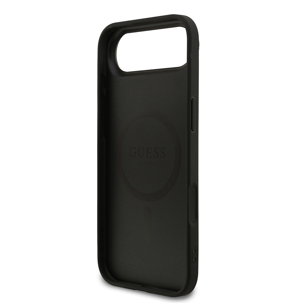 Apple iPhone 17 Air Uyumlu Kılıf Guess Orjinal Lisanslı M-safe Şarj Özellikli Yazı Logolu PU Deri Kapak - 5