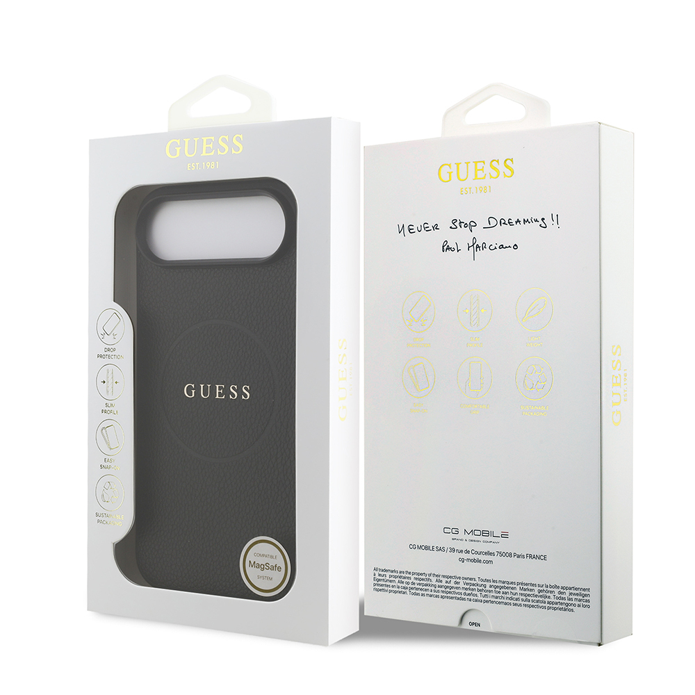 Apple iPhone 17 Air Uyumlu Kılıf Guess Orjinal Lisanslı M-safe Şarj Özellikli Yazı Logolu PU Deri Kapak - 6