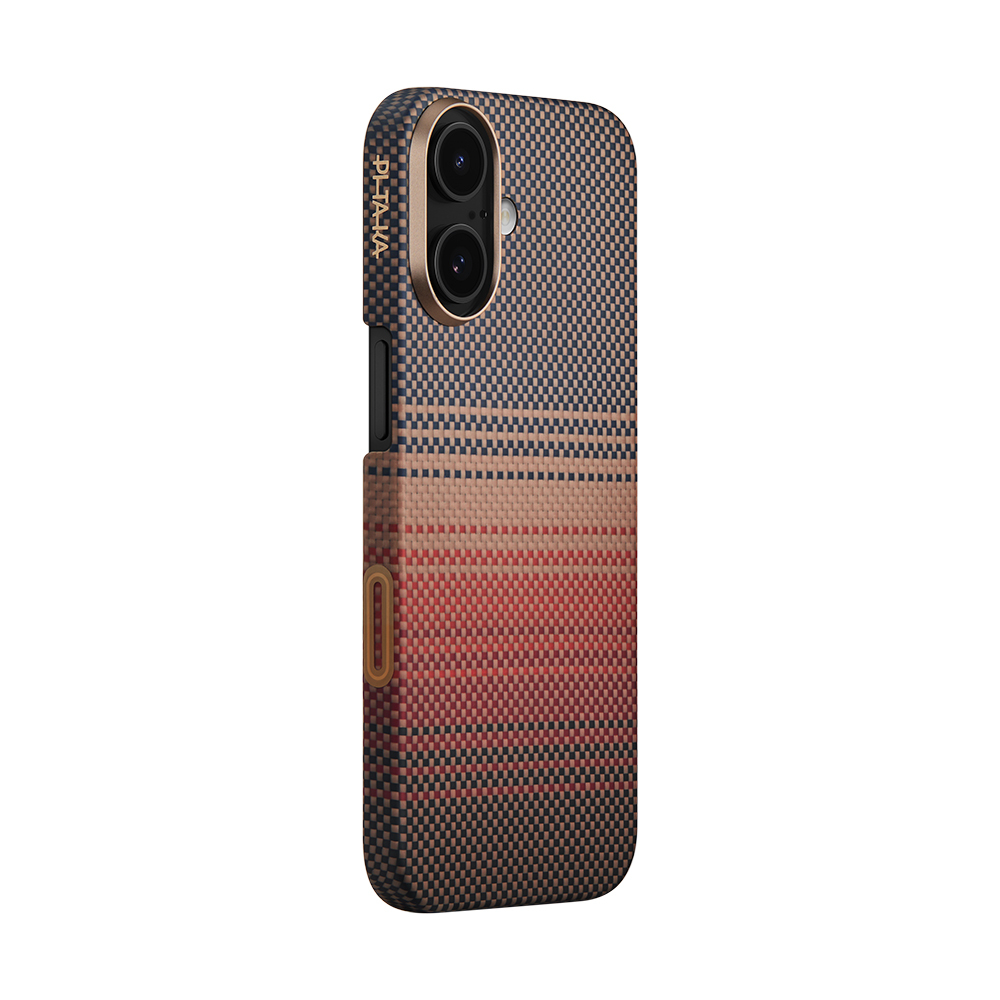 Apple iPhone 17 Uyumlu Kılıf M-safe Şarj Özellikli Aramid Fiber Pitaka Tactile Woven Sunset-Moonrise Serisi Kapak - 2