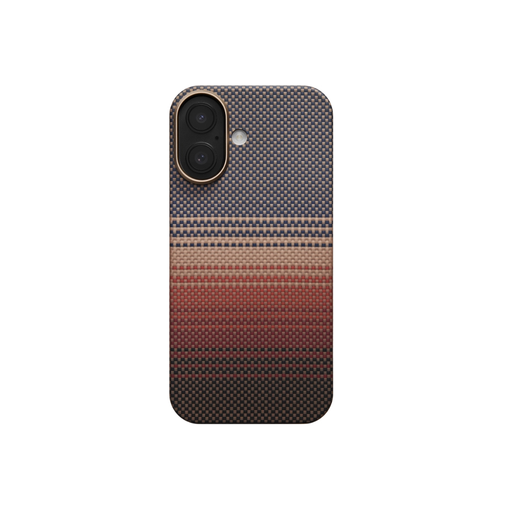 Apple iPhone 17 Uyumlu Kılıf M-safe Şarj Özellikli Aramid Fiber Pitaka Tactile Woven Sunset-Moonrise Serisi Kapak - 7