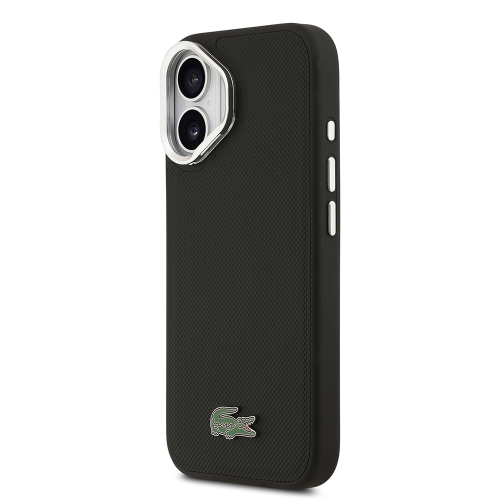 Apple iPhone 17 Uyumlu Kılıf Lacoste Orjinal Lisanslı M-safe Şarj Özellikli PU Pike Desenli Standlı Metal Logolu Kapak - 1