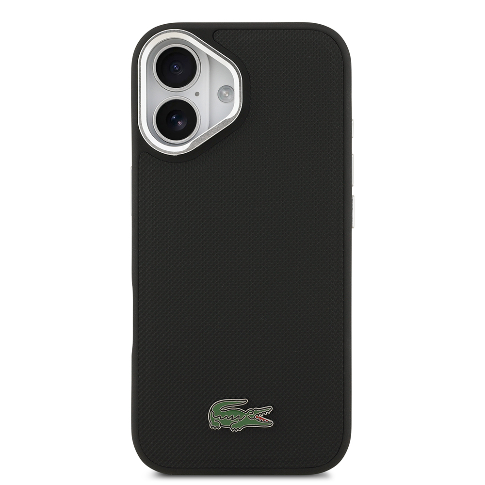 Apple iPhone 17 Uyumlu Kılıf Lacoste Orjinal Lisanslı M-safe Şarj Özellikli PU Pike Desenli Standlı Metal Logolu Kapak - 2