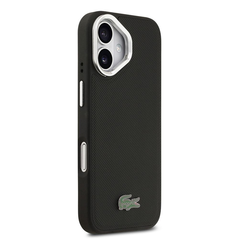 Apple iPhone 17 Uyumlu Kılıf Lacoste Orjinal Lisanslı M-safe Şarj Özellikli PU Pike Desenli Standlı Metal Logolu Kapak - 3